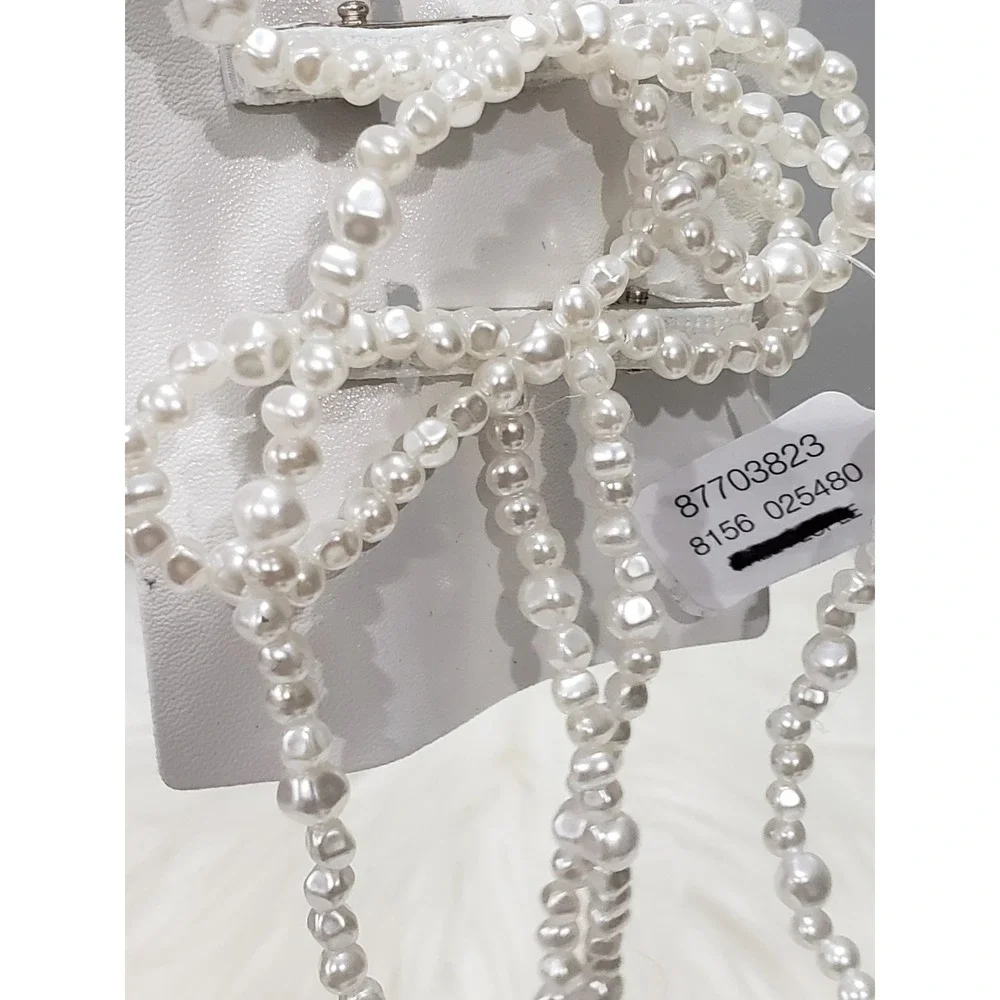 FREE PEOPLE Beaded Bow Barrette Dainty Clip Pin Hair Accessories coquette pearl
